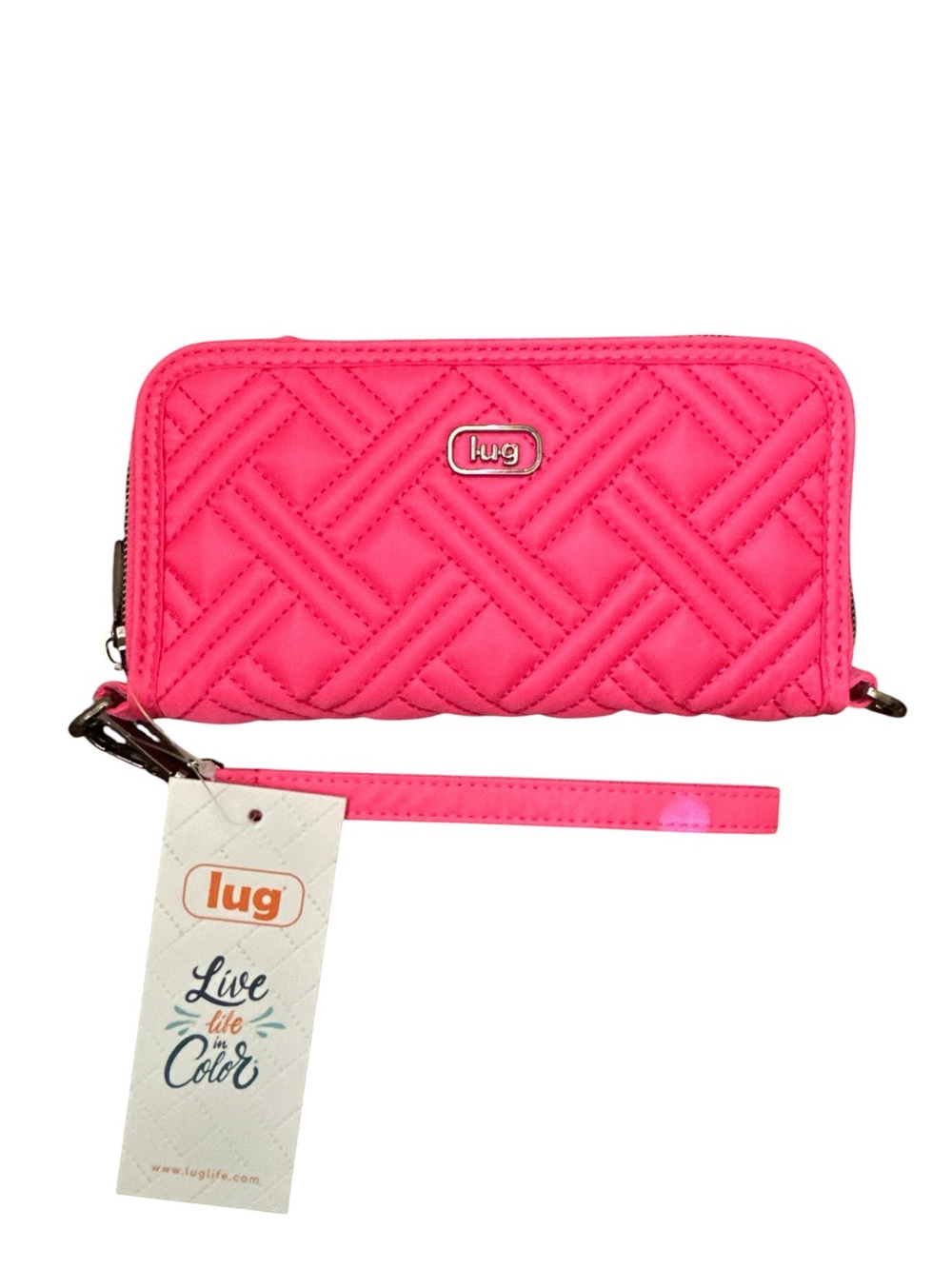 Lug Whirly RFID Wristlet Wallet Powerful Pink Quilted NWT